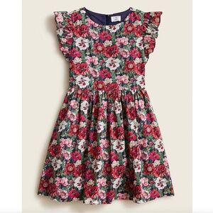 J. CREW Girls' Ruffle-Shoulder Dress in Liberty Amelie Poppy Floral - 8